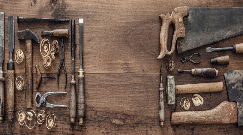 Header showing classic woodworking tools